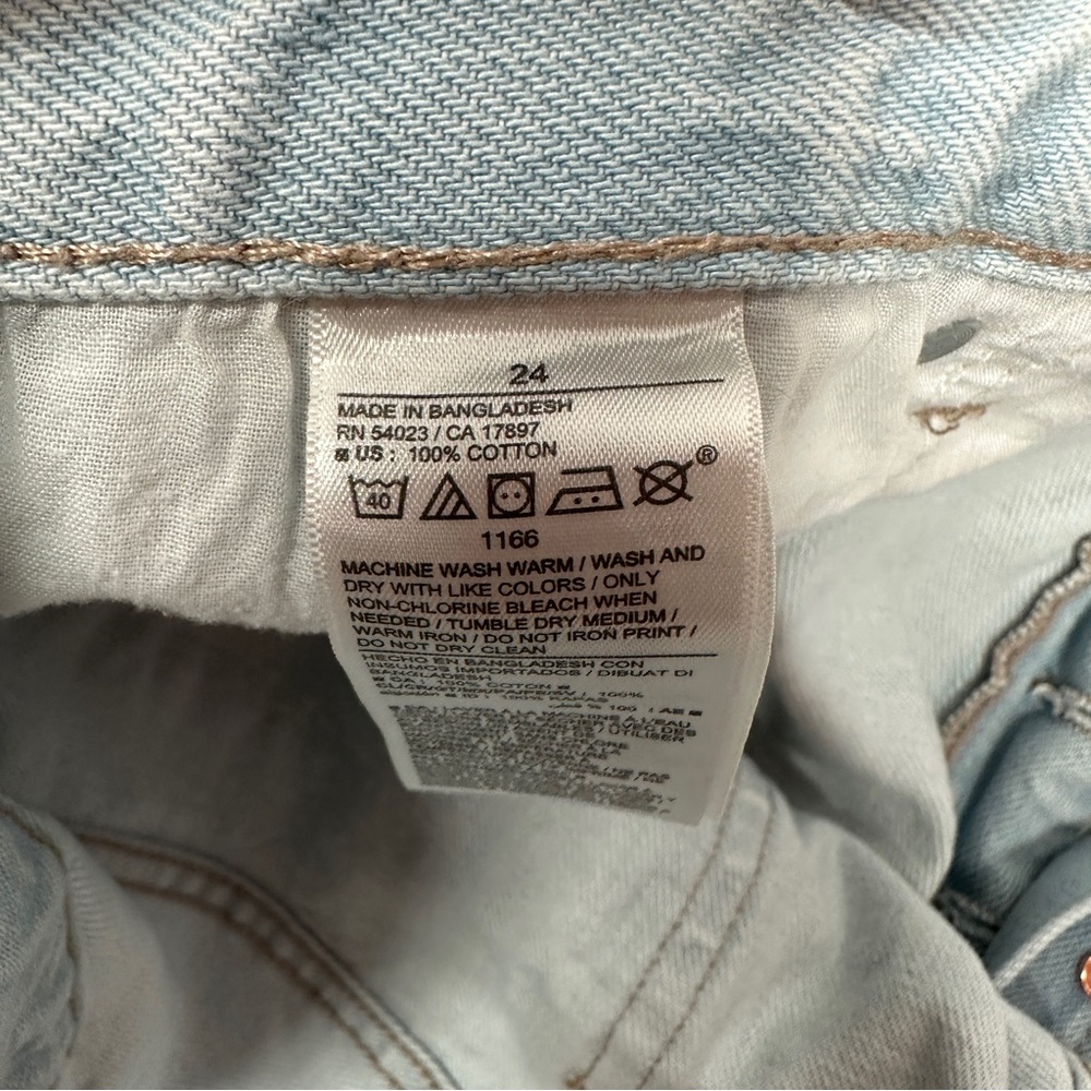 Old Navy High Rise Slouchy Straight Jeans 24 Distressed Button Fly - Picture 7 of 7